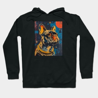 Vintage French bulldog astronaut portrait Hoodie